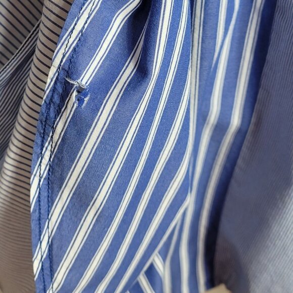 Maeve Newport Wrap Shirt Dress Blue White Size 14 Striped Long Sleeve Mini READ - Picture 8 of 10